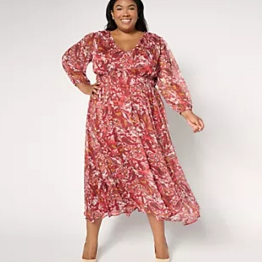 Destination 365 Floral V-Neck Maxi Dress See Description For Call Out